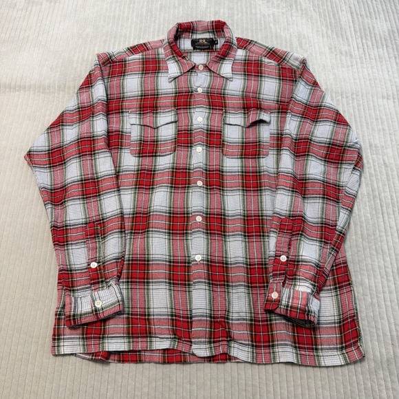 RRL Other - RRL RALPH LAUREN MENS RED Green FANNEL BUTTON DOWN SHIRT XLARGE
